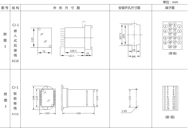 JSS-18時(shí)間繼電器外形尺寸及安裝開(kāi)孔尺寸圖片一